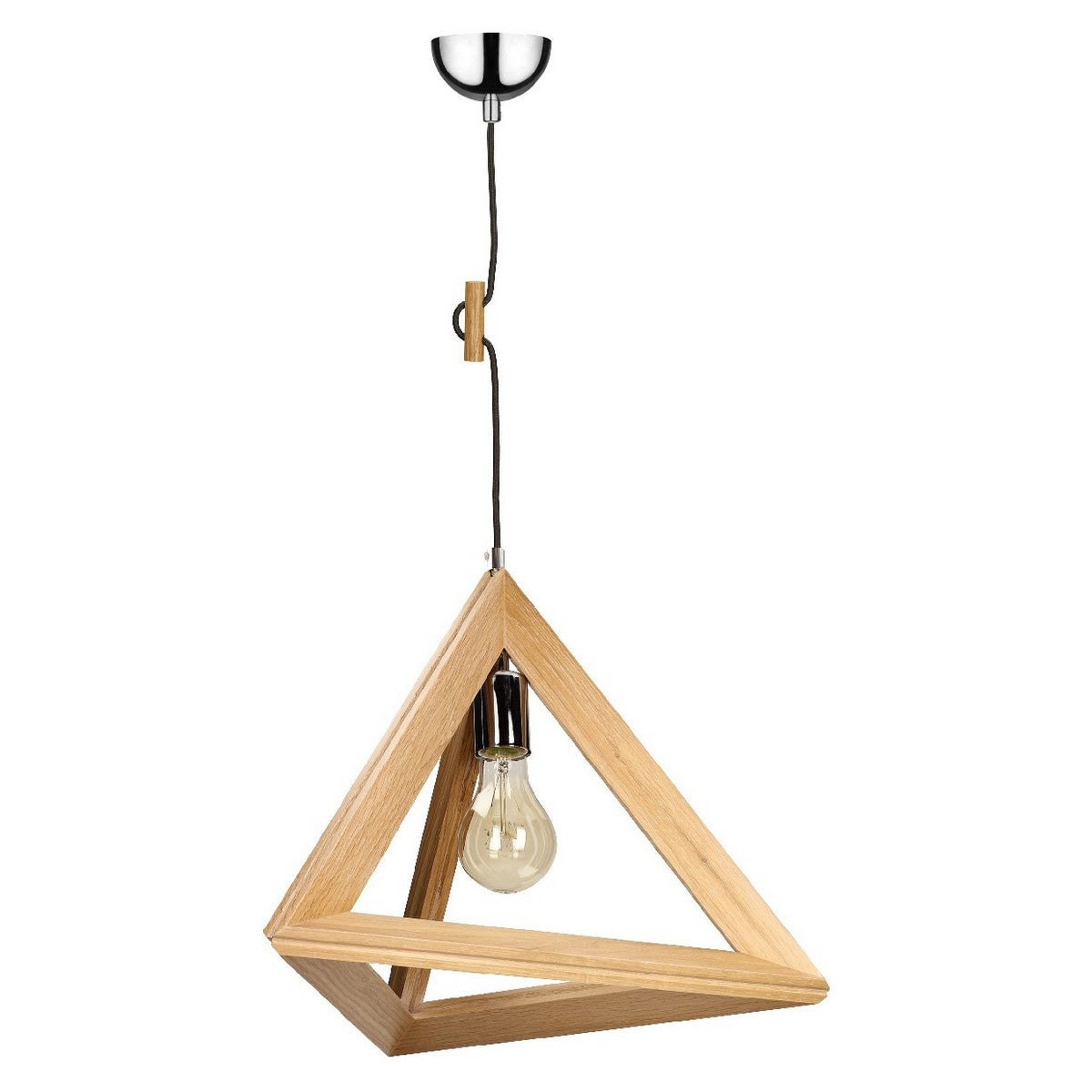 Lampada a Sospensione Trigonon, Marrone, Legno, 42x42x109 cm, EPIKASA