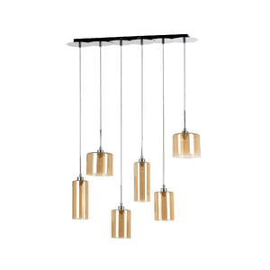 Lampada a Sospensione Eurybia, Beige, Vetro, 75x15x110 cm, EPIKASA