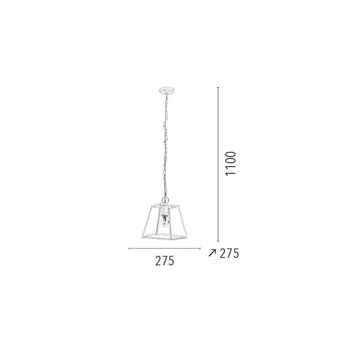 Lampada a Sospensione Amata, Bianco, Vetro, 27,5x27,5x110 cm, EPIKASA