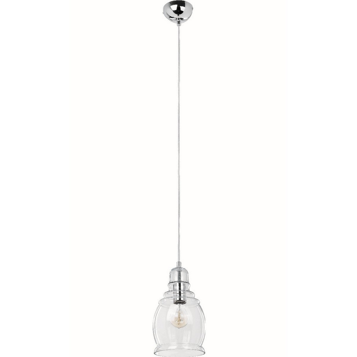 Lampada a Sospensione Nova, Argento, Vetro, 16,5x16,5x105 cm, EPIKASA