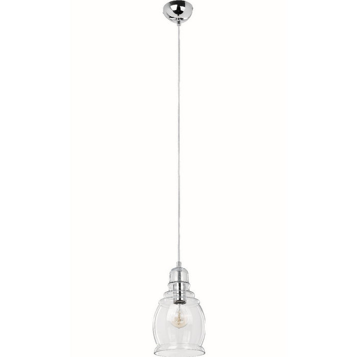 Lampada a Sospensione Nova, Argento, Vetro, 16,5x16,5x105 cm, EPIKASA