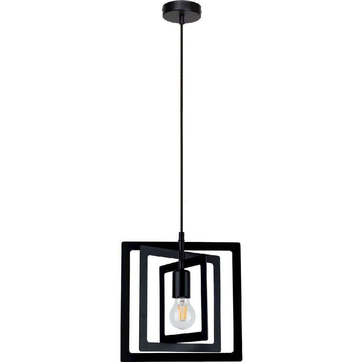 Lampada a Sospensione Justyna, Nero, Metallo, 28x28x110 cm, EPIKASA