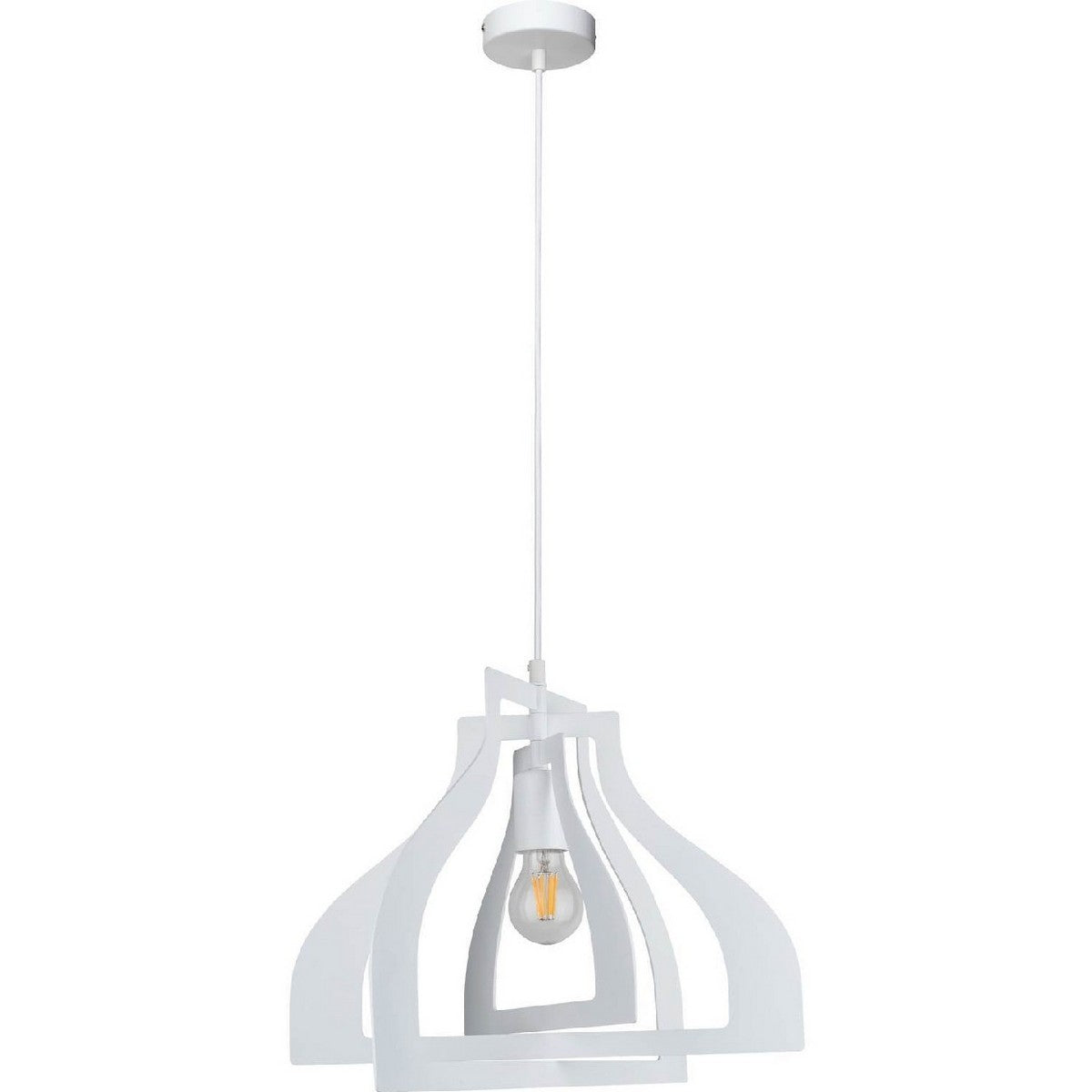 Lampada a Sospensione Justyna, Bianco, Metallo, 53x52x110 cm, EPIKASA