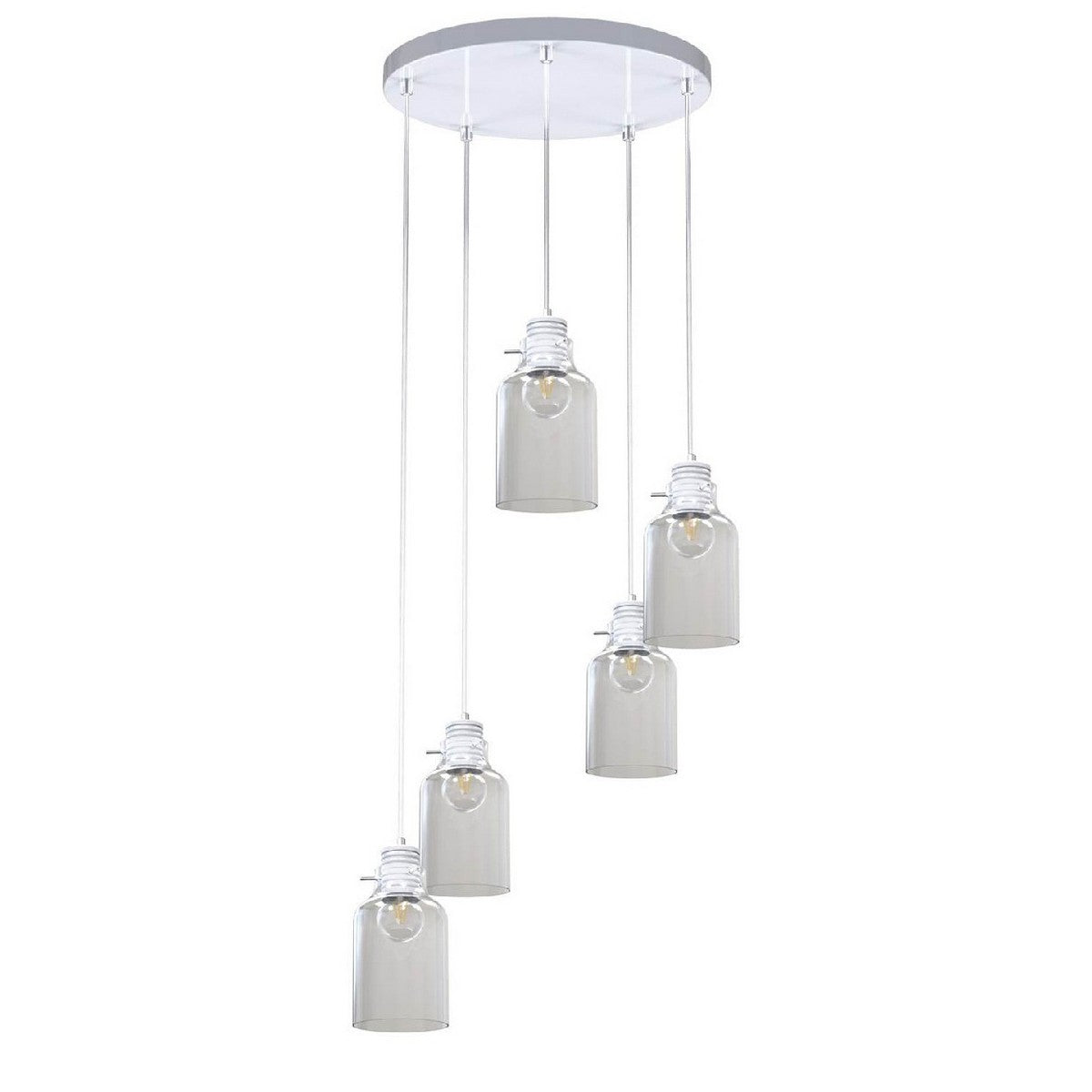 Lampada a Sospensione Alessandro, Bianco, Vetro, 48x48x105 cm, EPIKASA