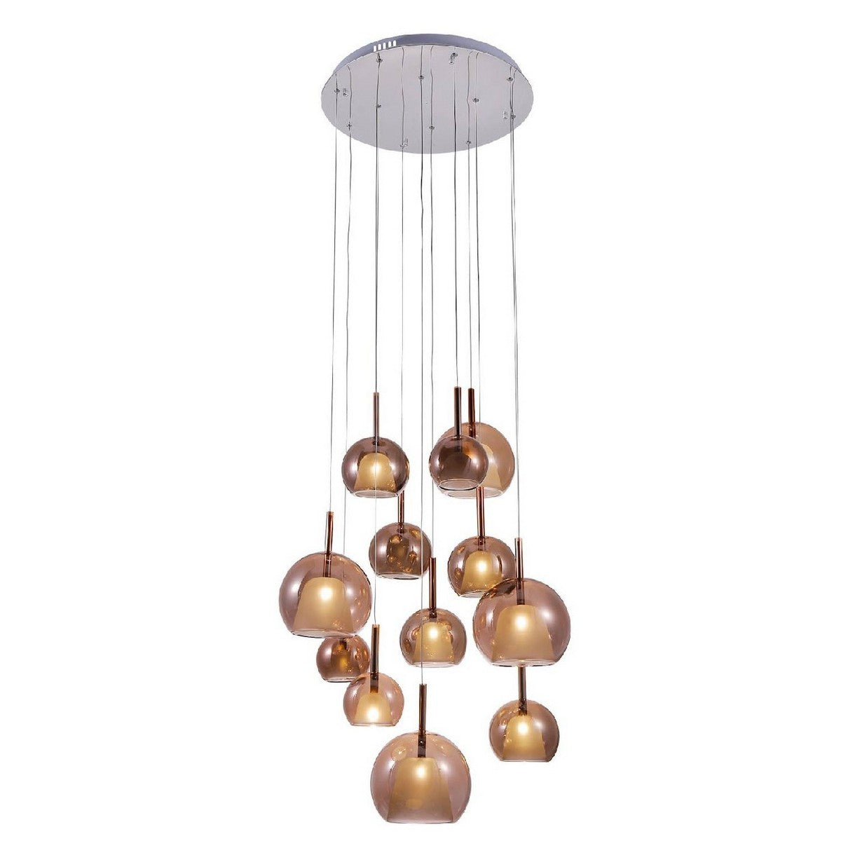 Lampada a Sospensione Bellezia, Beige, Vetro, 60x60x150 cm, EPIKASA