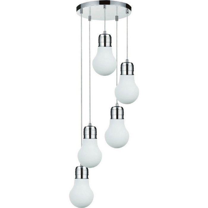 Lampada a Sospensione Bulb, Argento, Metallo, 35x35x145 cm, EPIKASA