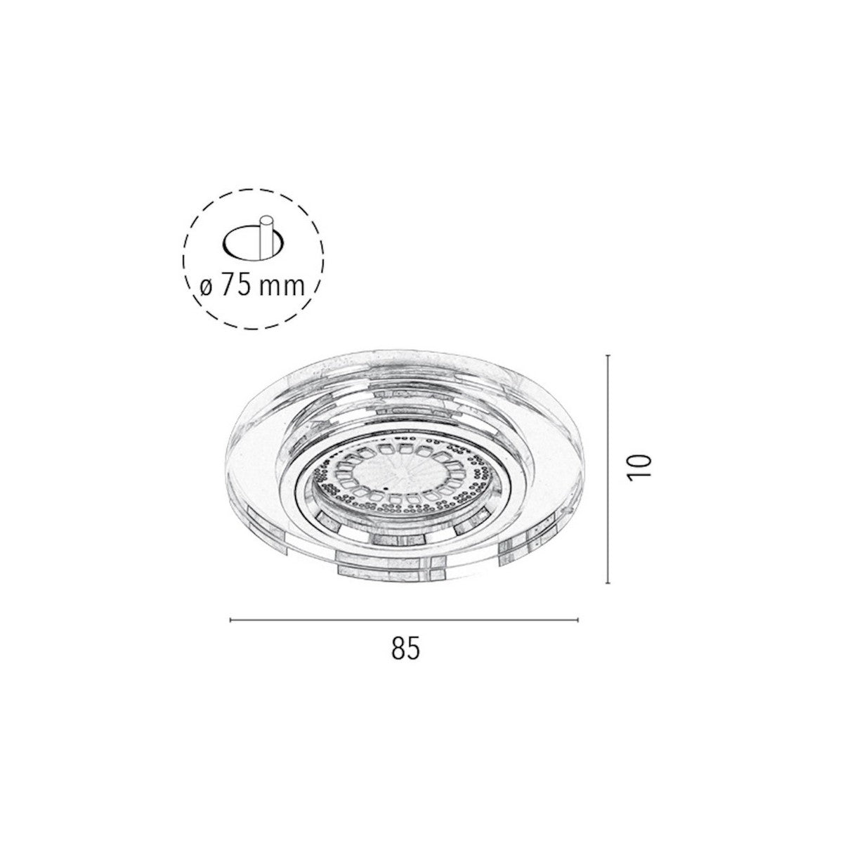 Faretto Marta, Argento, Metallo, 8,5x8,5x1 cm, EPIKASA