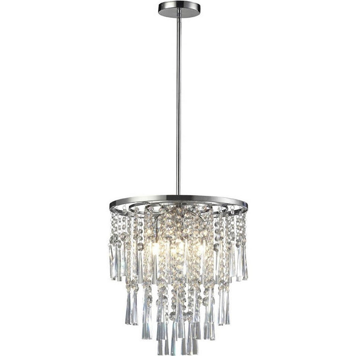 Lampada a Sospensione Luxoria, Argento, Cristallo, 38x38x140 cm, EPIKASA