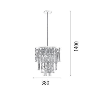 Lampada a Sospensione Luxoria, Argento, Cristallo, 38x38x140 cm, EPIKASA