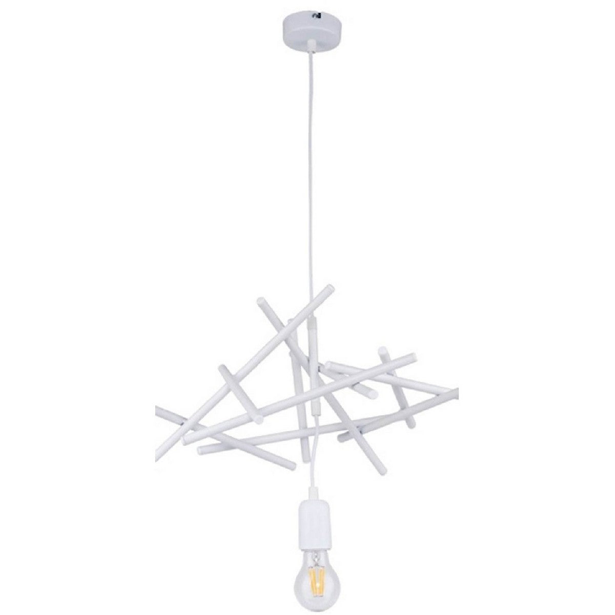 Lampada a Sospensione Glenn, Bianco, Metallo, 48x36x81 cm, EPIKASA