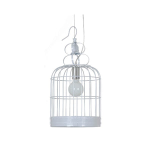 Lampada a Sospensione Cage, Bianco, Metallo, 25x25x104 cm, EPIKASA