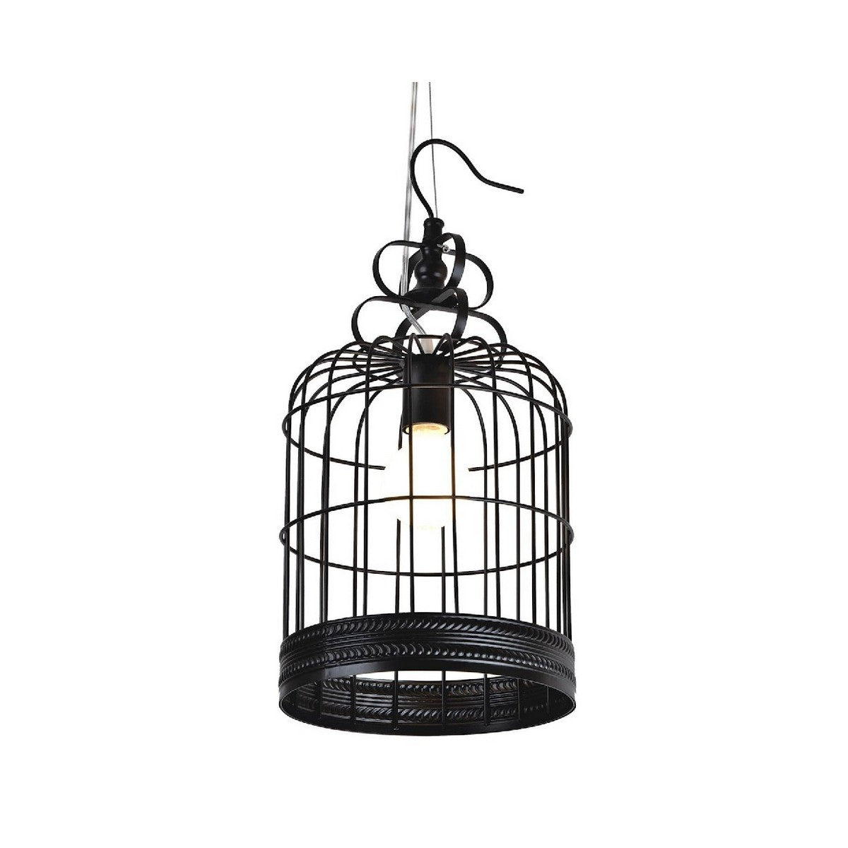 Lampada a Sospensione Cage, Nero, Metallo, 25x25x100 cm, EPIKASA