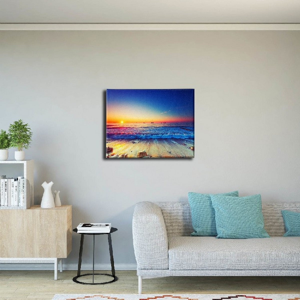 Stampa su Tela Tramonto Sul Mare, Multicolore, Poliestere, 100x3x70 cm, EPIKASA