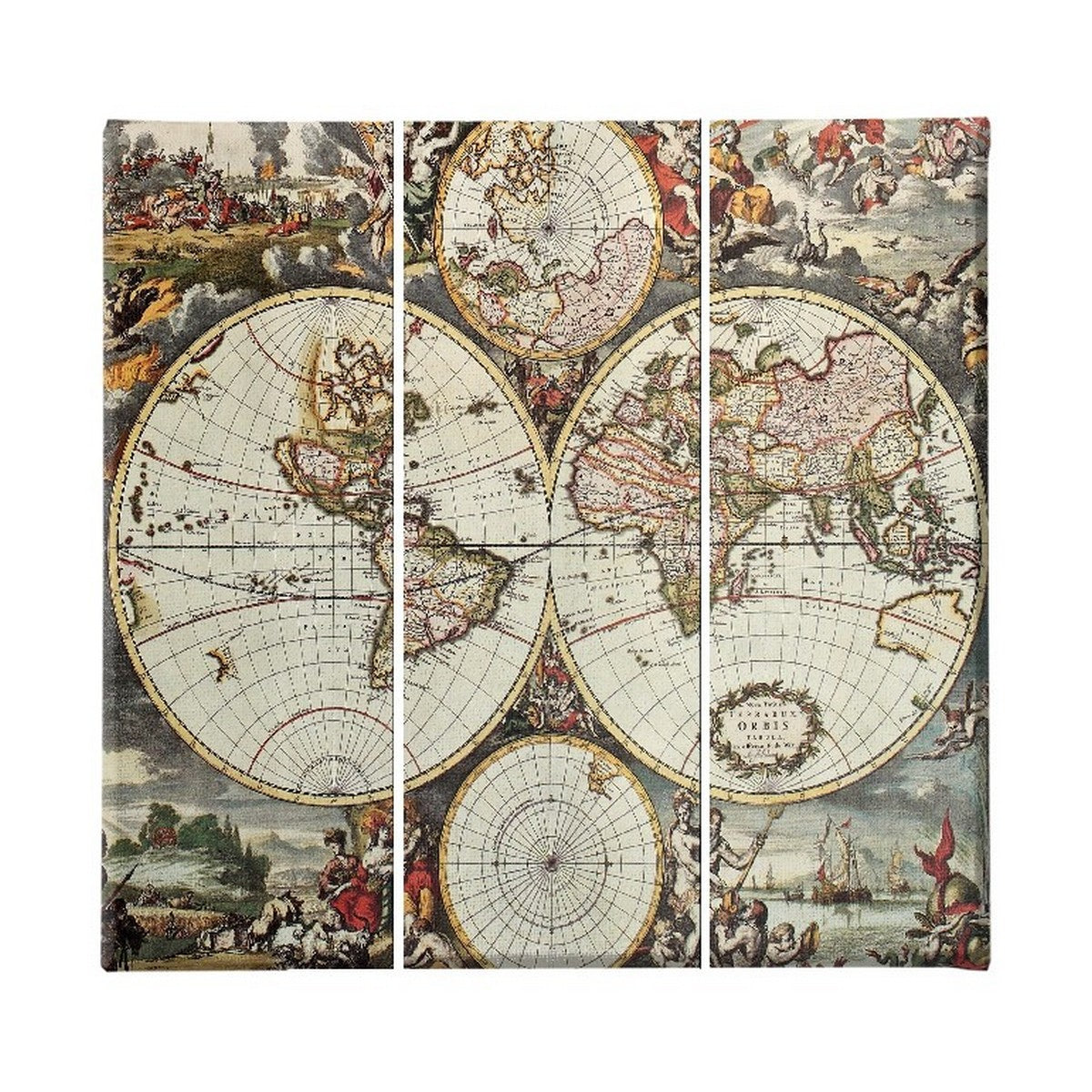 Stampa su Tela Mappa Mondo 1, Multicolore, Poliestere, 69x3x50 cm, EPIKASA