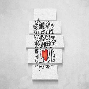 Stampa su Tela All you need is Love, Nero, Poliestere, 60x3x100 cm, EPIKASA