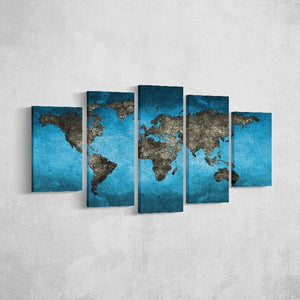 Stampa su Tela Mappa Mondo 5, Multicolore, Poliestere, 100x3x60 cm, EPIKASA