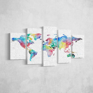 Stampa su Tela Mappa Mondo 6, Multicolore, Poliestere, 100x3x60 cm, EPIKASA