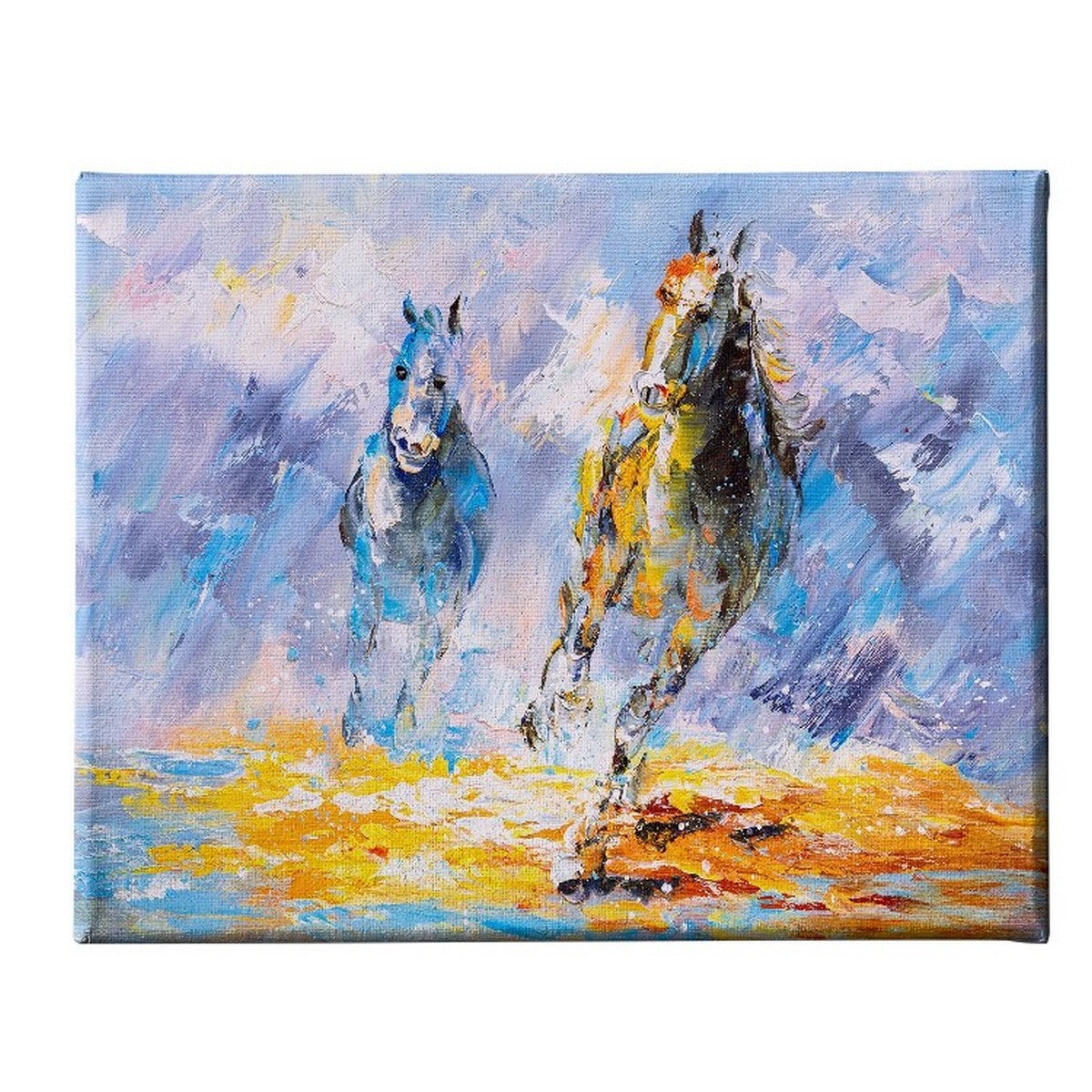 Stampa su Tela Cavalli, Blu, Poliestere, 70x3x45 cm, EPIKASA