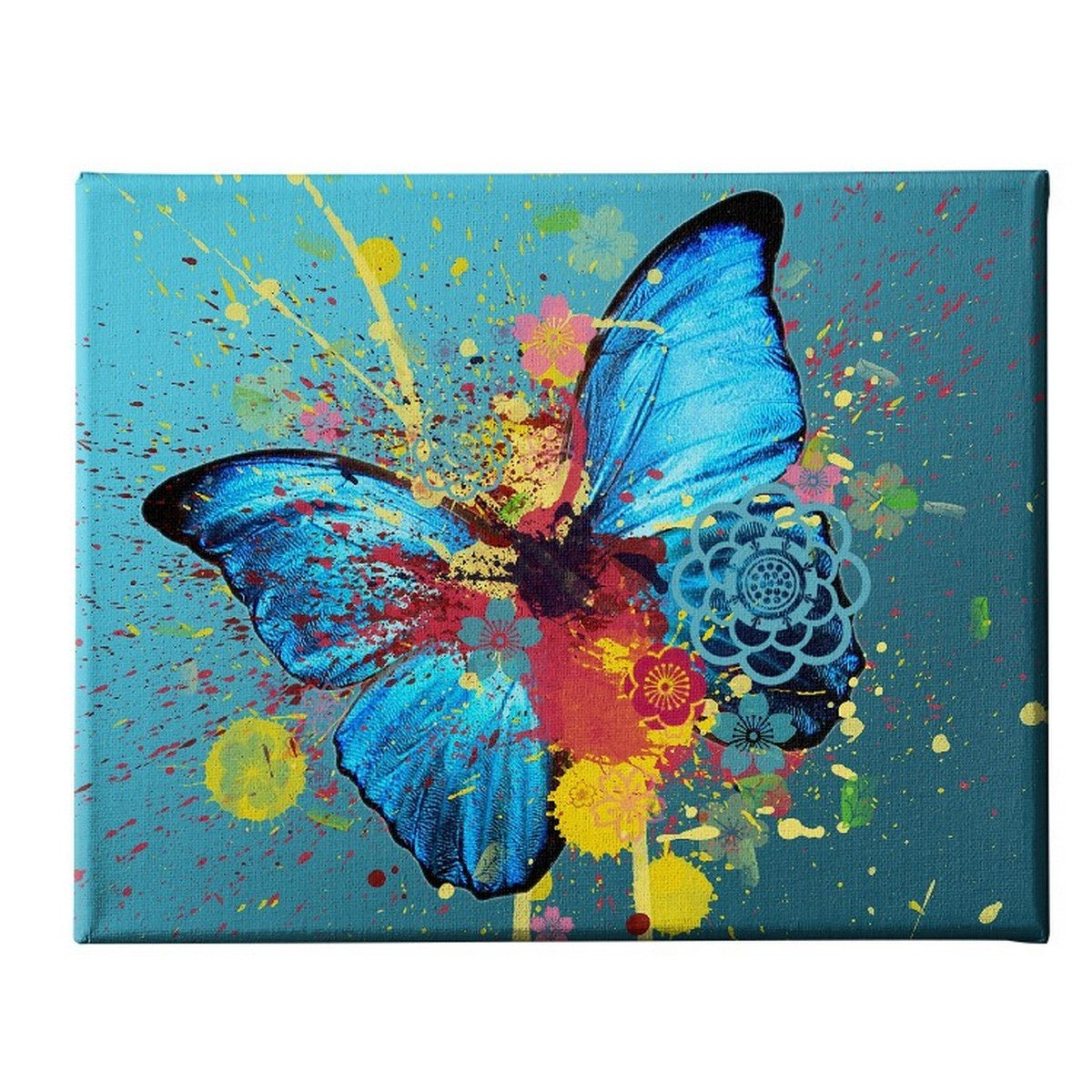 Stampa su Tela Farfalla 1, Blu, Poliestere, 70x3x45 cm, EPIKASA