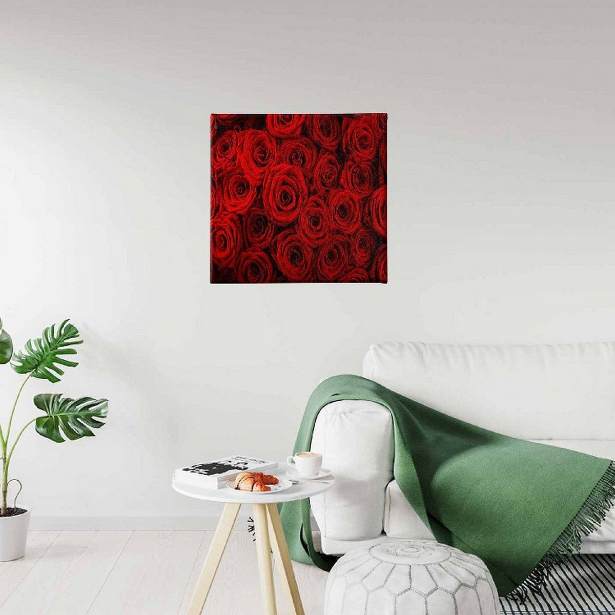 Stampa su Tela Fiori, Rosso, Poliestere, 60x3x60 cm, EPIKASA