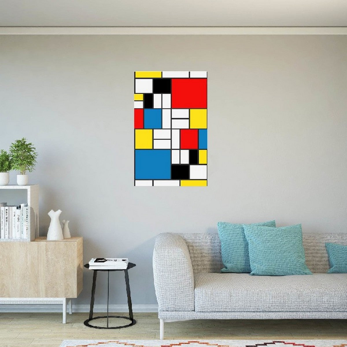 Stampa su Tela Mondrian Composizione, Multicolore, Poliestere, 50x3x70 cm, EPIKASA