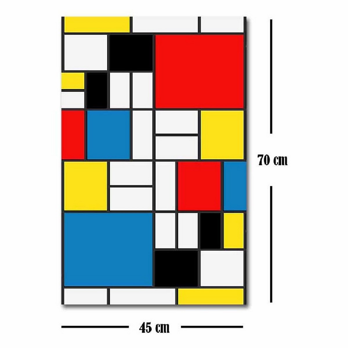 Stampa su Tela Mondrian Composizione, Multicolore, Poliestere, 50x3x70 cm, EPIKASA