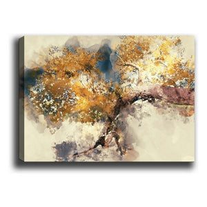 Stampa su Tela Albero Astratto, Arancione, Poliestere, 70x3x50 cm, EPIKASA