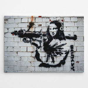 Stampa su Tela Banksy Monna Lisa, Grigio, Poliestere, 100x3x70 cm, EPIKASA