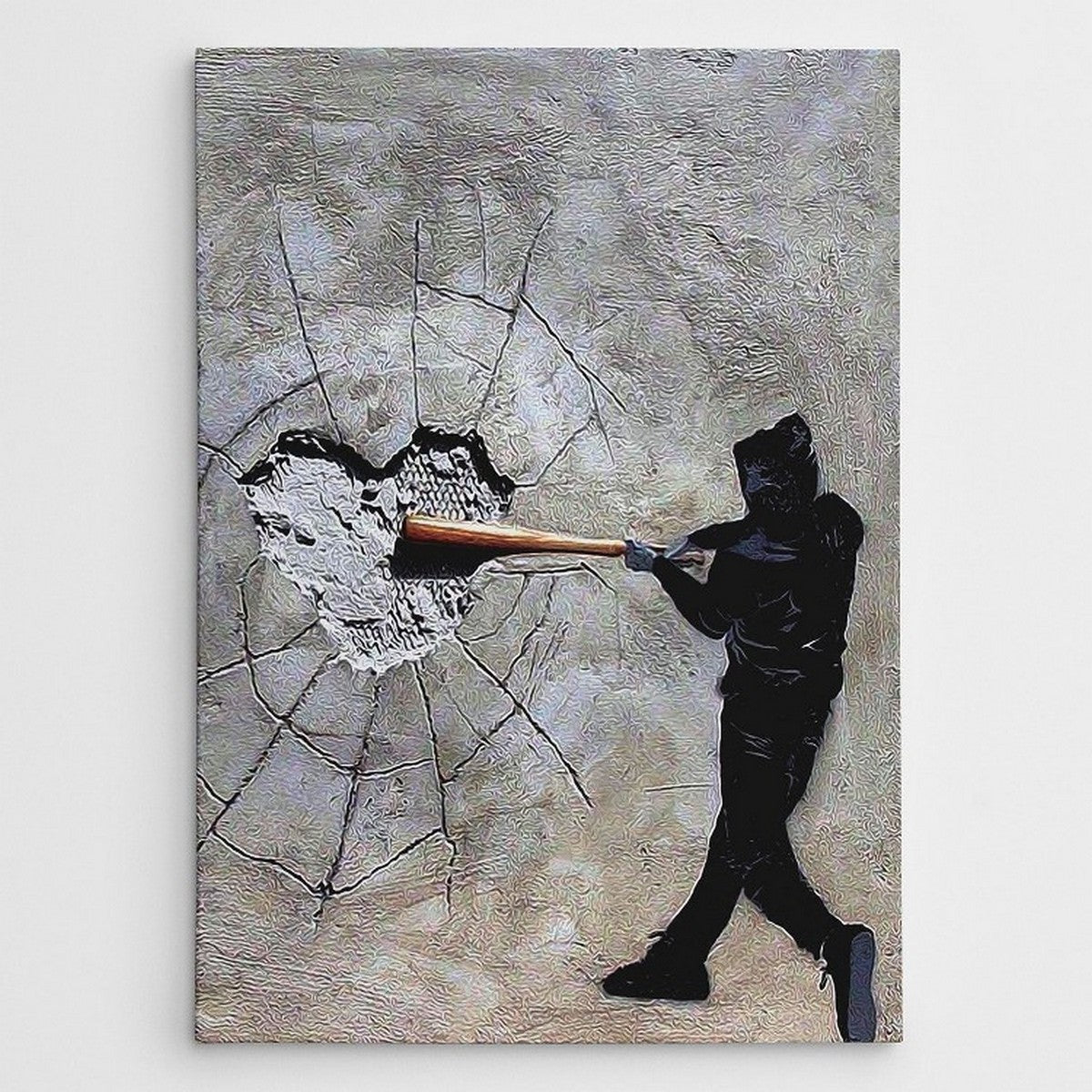 Stampa su Tela Banksy Cuore Palpitante, Nero, Poliestere, 70x3x100 cm, EPIKASA