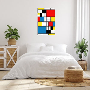 Stampa su Tela Mondrian Composizione, Multicolore, Poliestere, 70x3x100 cm, EPIKASA