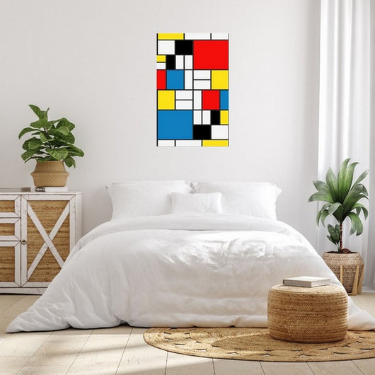 Stampa su Tela Mondrian Composizione, Multicolore, Poliestere, 70x3x100 cm, EPIKASA