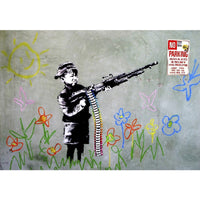 Stampa su Tela Banksy Bambino con Fucile, Multicolore, Poliestere, 100x3x70 cm, EPIKASA