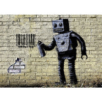 Stampa su Tela Banksy Robot, Multicolore, Poliestere, 100x3x70 cm, EPIKASA