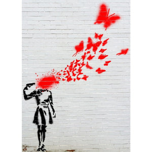 Stampa su Tela Banksy Butterfly Girl, Multicolore, Poliestere, 70x3x100 cm, EPIKASA