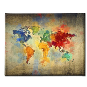 Stampa su Tela Mappa Mondo 11, Multicolore, Poliestere, 100x3x70 cm, EPIKASA