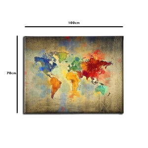 Stampa su Tela Mappa Mondo 11, Multicolore, Poliestere, 100x3x70 cm, EPIKASA