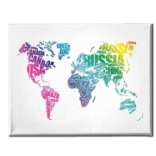 Stampa su Tela Mappa Mondo 13, Multicolore, Poliestere, 100x3x70 cm, EPIKASA