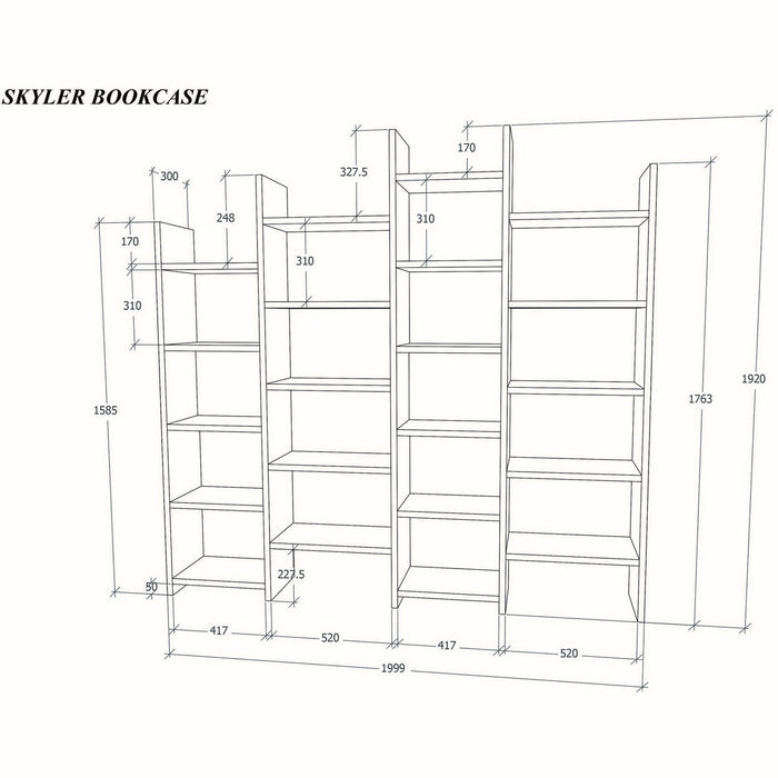 Libreria Skyler, Sonoma, Truciolare Melaminico, 200x30x192 cm, EPIKASA