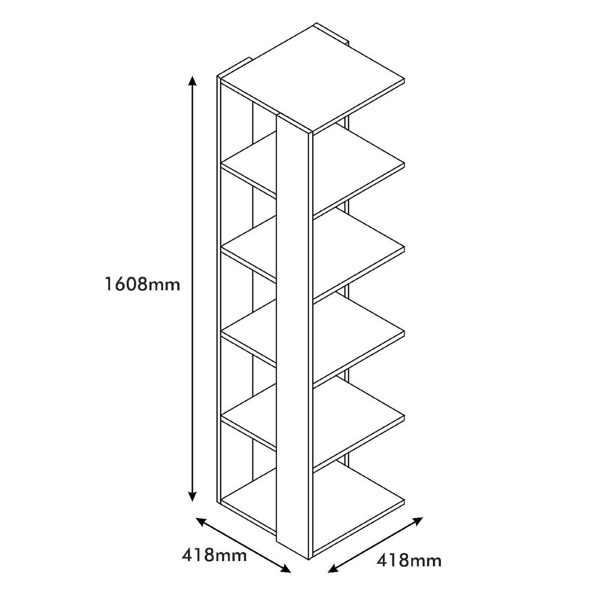 Libreria Corner, Bianco, Truciolare Melaminico, 41,8x41,8x160,8 cm, EPIKASA