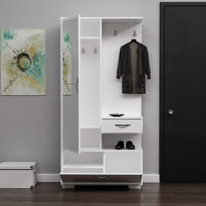 Mobile Ingresso Alda, Bianco, Truciolare Melaminico, 90x35x184 cm, EPIKASA