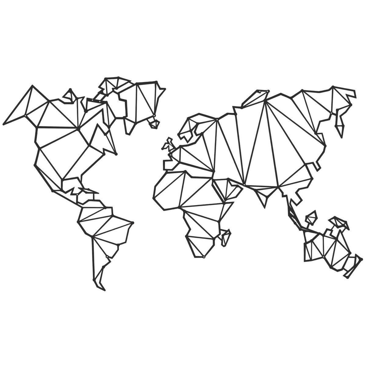 Decorazione in Metallo World map series, Nero, Metallo, 120x1,5x72 cm, EPIKASA