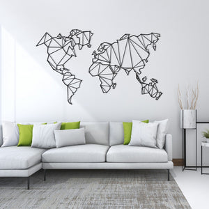 Decorazione in Metallo World map series, Nero, Metallo, 120x1,5x72 cm, EPIKASA