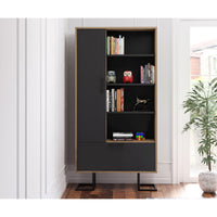 Libreria Full Moon, Nero, Truciolare Melaminico, 90x30x180 cm, EPIKASA