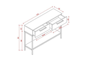 Tavolo Consolle Volga, Antracite, Truciolare Melaminico, 120x35x90 cm, EPIKASA