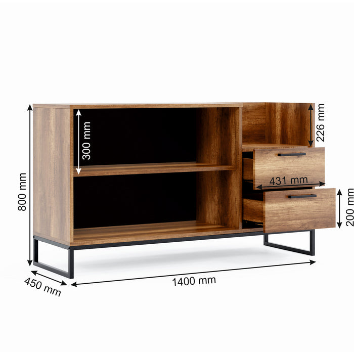 Mobile Multiuso Yukon, Noce, Truciolare Melaminico, 140x45x80 cm, EPIKASA