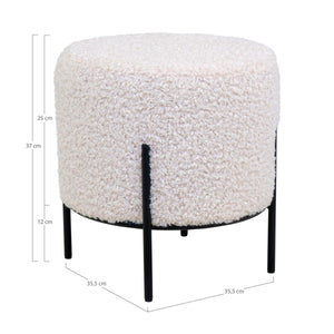 Pouf Alford, Bianco, Poliestere, 35,5x35,5x37 cm, EPIKASA