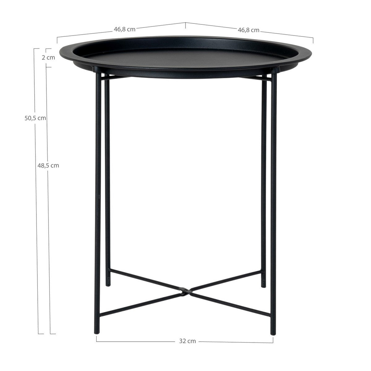 Tavolino Bastia, Nero, Metallo, 47x47x50 cm, EPIKASA