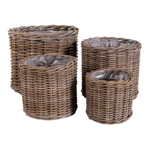 Set di 4 Cesti Portaoggetti Bogor, Marrone, Rattan, 40x40x35 cm, EPIKASA