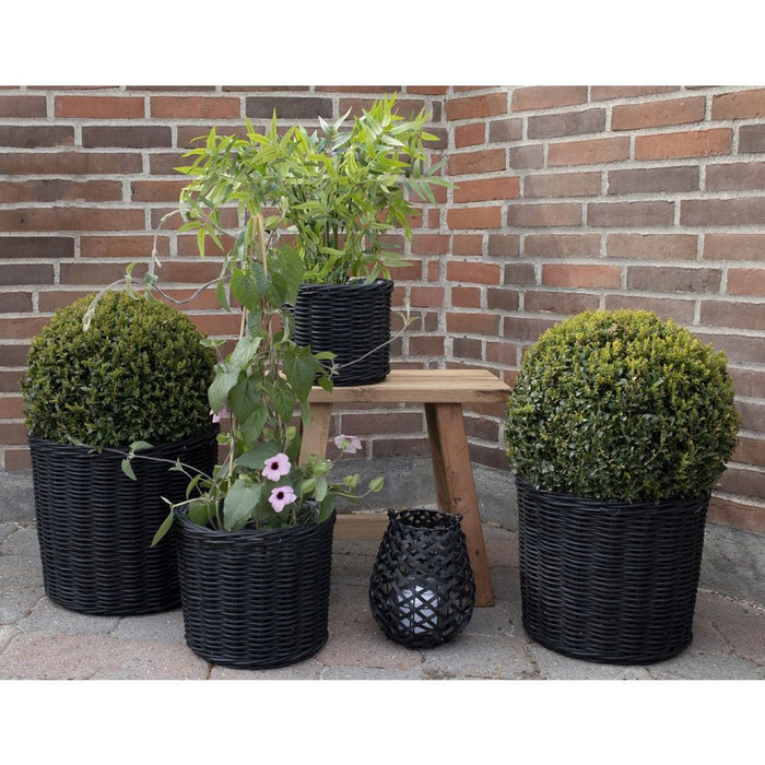 Set di 4 Cesti Portaoggetti Bogor, Nero, Rattan, 40x40x35 cm, EPIKASA