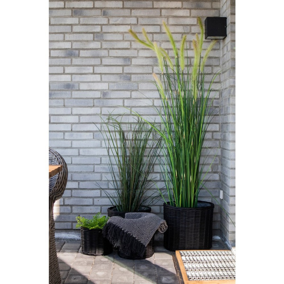 Set di 4 Cesti Portaoggetti Bogor, Nero, Rattan, 40x40x35 cm, EPIKASA